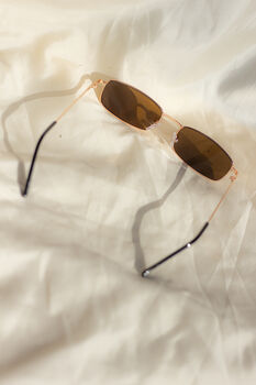 Brown Rectangle Wire Frame Sunglasses, 5 of 6