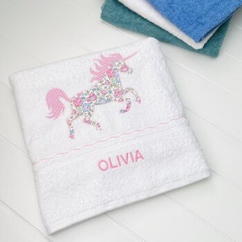 Personalised White Bath Towels With Liberty Print, 4 of 6