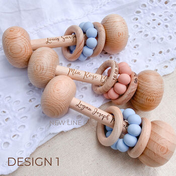 Personalised Classical Wooden Rattle, 3 of 5
