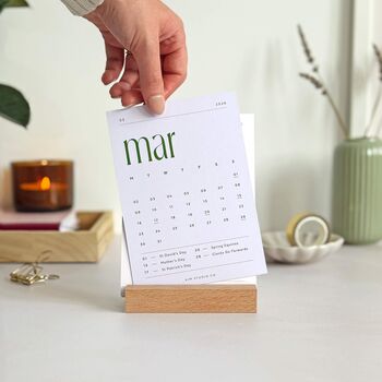 Minimal 2026 Monthly Desk Calendar With Wooden Holder, 9 of 10