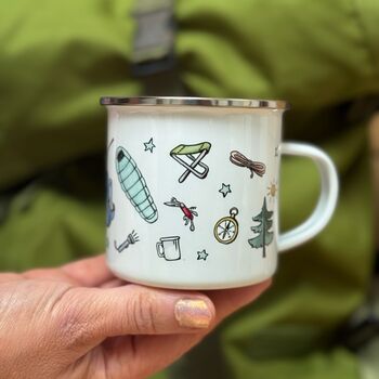 Camping Tin Mug With Watercolour Illustrations, 3 of 11