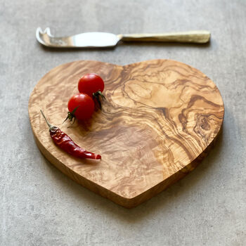 Olive Wood Heart Cheese Board Two Sizes, 2 of 5