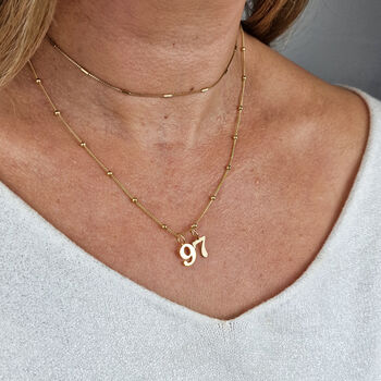 18ct Gold Plated Number Pendant Charm Necklace, 2 of 7