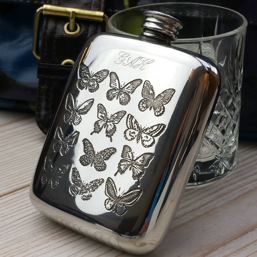 Personalised Ladies Butterfly Cushion Hip Flask, 1 of 8