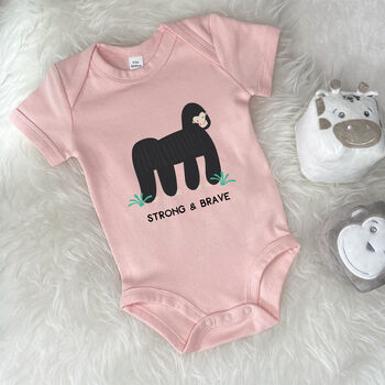 Strong And Brave Gorilla Jungle Babygrow, 5 of 10