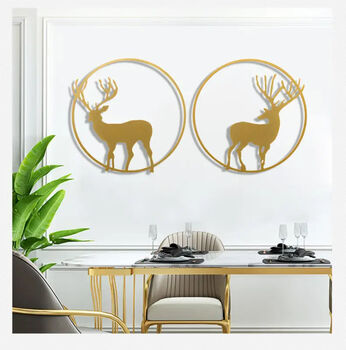 Circular 50cm Gold Reindeer Stag Wall Art, 10 of 12