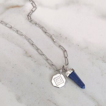 The En Pointe Duo Lapis Lazuli Necklace, Silver, 5 of 8
