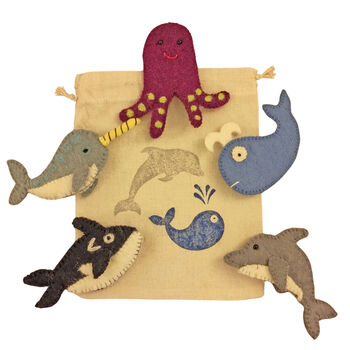 Four Sets Of Finger Puppets Woodland, Seaside Or Farm To Choose From In A Personalised Bag, 7 of 7