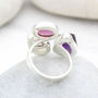 Ruby, Moonstone And Amethyst Adjustable Silver Ring, thumbnail 5 of 7