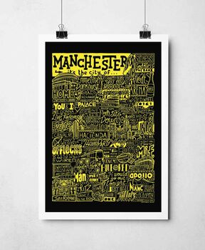 Manchester Landmarks Typography Print Poster, 6 of 12