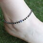 925 Silver Black Bead Evil Eye Payal Anklet, thumbnail 1 of 7