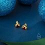 Tiny Cz Labybird Stud Earrings In Sterling Silver, thumbnail 6 of 12