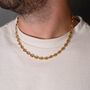 Gold Hammered Puff Mariner Chunky Chain Stainless Steel Necklace For Men, thumbnail 3 of 12