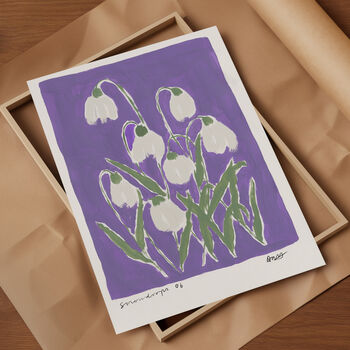 Snowdrops Hand Painted Art Print, 3 of 6