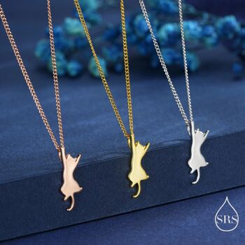 Sterling Silver Playful Cat Pendant Necklace, 3 of 12