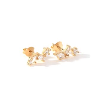 Gold Plated Cubic Zirconia Scatter Stud Earrings, 3 of 5