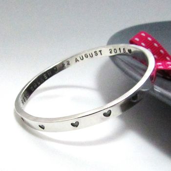Personalised Baby Or Child Bangle With Hearts, 2 of 2
