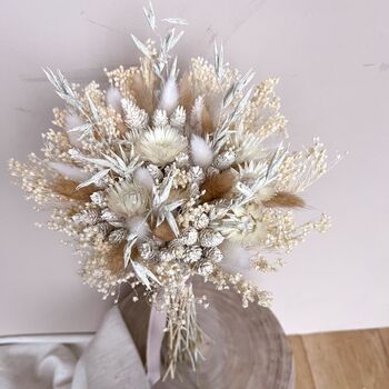 White Dried Flower Bouquet With Bunny Tails, 2 of 4