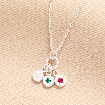 Personalised Triple Family Birthstone Charm Necklace, 3 of 5