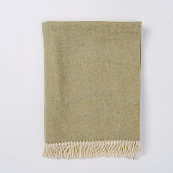 Kendal Long Supersoft Merino Wool Herringbone Blanket, 4 of 12