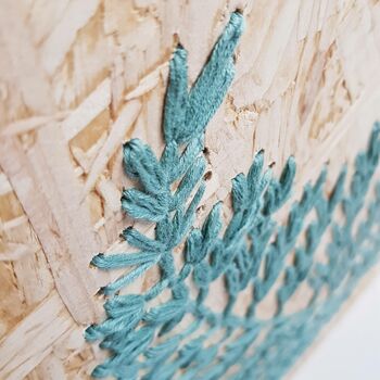 Botanical Embroidered Reclaimed Wood Art, 5 of 7
