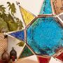 Hanging Moroccan Star Tea Light Candle Holder In Blue, thumbnail 3 of 9