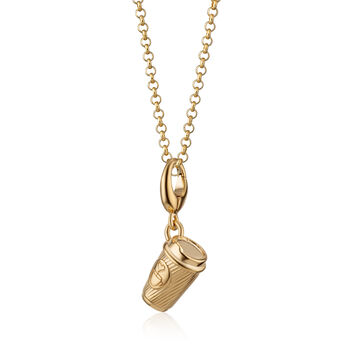 Takeaway Coffee Cup Charm Necklace, Sterling Silver Or 18ct Gold Plated, 9 of 11