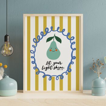 Let Your Light Shine Pear Nursery Print, 8 of 8