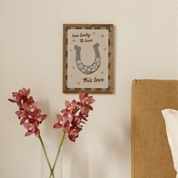 Personalised 'How Lucky' Horseshoe Wedding Art Print, 10 of 12