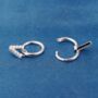 Silver Initials Hoop Earrings, Initial V Earrings, Pave Hoops, thumbnail 5 of 7