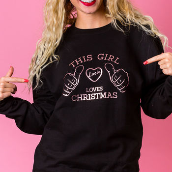 This Girl Loves Christmas Jumper Option To Personalise, 4 of 4