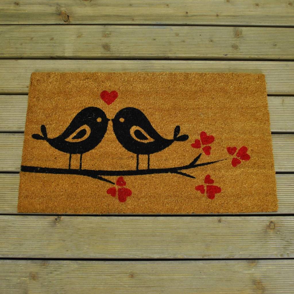 love birds coir doormat by garden selections