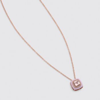 Rose Quartz 18k Rose Gold Plated Square Necklace, 2 of 3