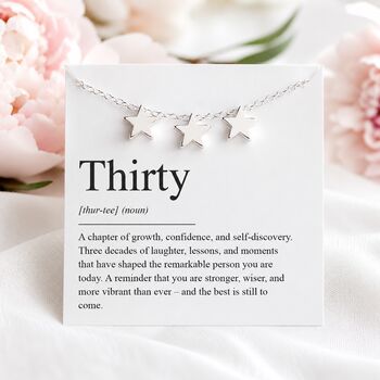 30th Birthday Gift, Three Star Necklace Gift For Three Decades, 8 of 8