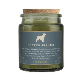 'Cocker Spaniel' Definition Large Green Candle • Dog Enthusiast • Just Paws • Gift Box, 3 of 4