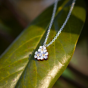 Inky Forget Me Not Birch And Silver Necklace, 12 of 12