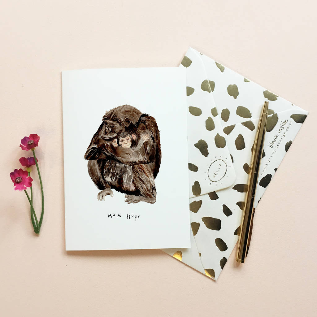 Mum Hugs Chimp Mother's Day Eco Friendly Card