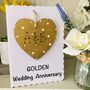 Personalised Golden 50th Wedding Anniversary Card Heart, thumbnail 3 of 4