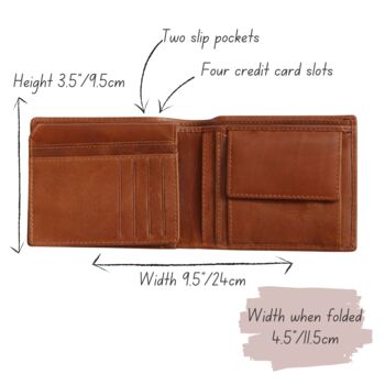 Men's Brown Leather Bifold Wallet, 3 of 4