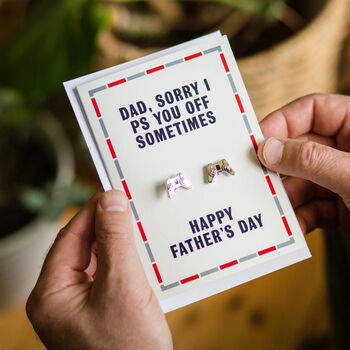 Funny Gaming Father's Day Card And Cufflinks, 3 of 3