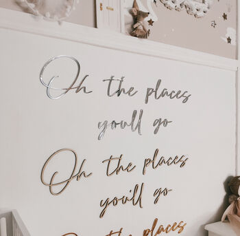 Wooden 'Oh the places you'll go' Wall Decal Quote, 3 of 6