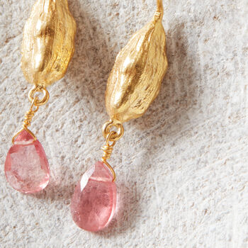 Pink Tourmaline With Gold And Silver Earrings, 3 of 8