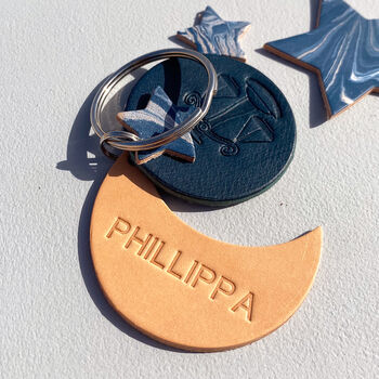 Personalised Libra Star Sign Leather Keyring, 5 of 5