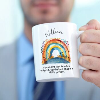 Personalised Teacher Mug – Colourful Boho Rainbow Thank You Gift, 7 of 10