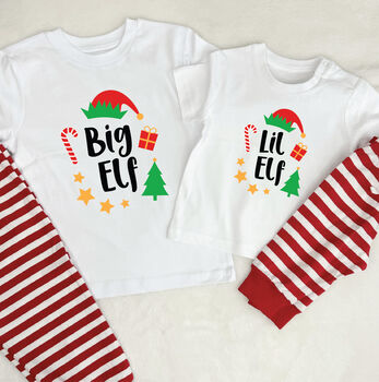 Big Elf Lil Elf Matching Sibling Christmas Pyjamas, 2 of 4