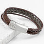 Personalised Men’s Rune Woven Brown Leather Bracelet, thumbnail 1 of 12