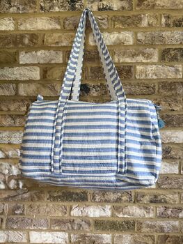 Hand Block Printed Stripped Duffle Bag, 5 of 5