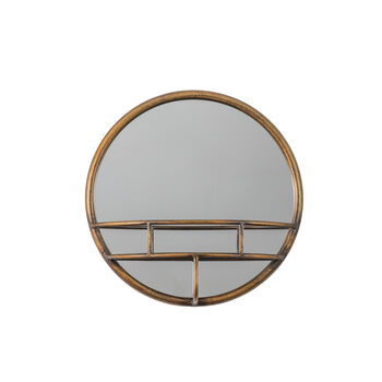 Compact Bronzed Circular Mirror With Shelf, 4 of 5