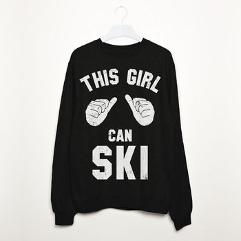This Girl Can Ski Women's Skiing Slogan Sweatshirt, 3 of 3