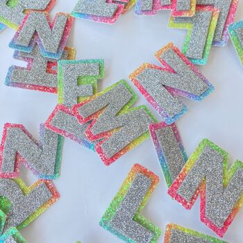 Glitter Rainbow Letter Pin Badge, 2 of 3